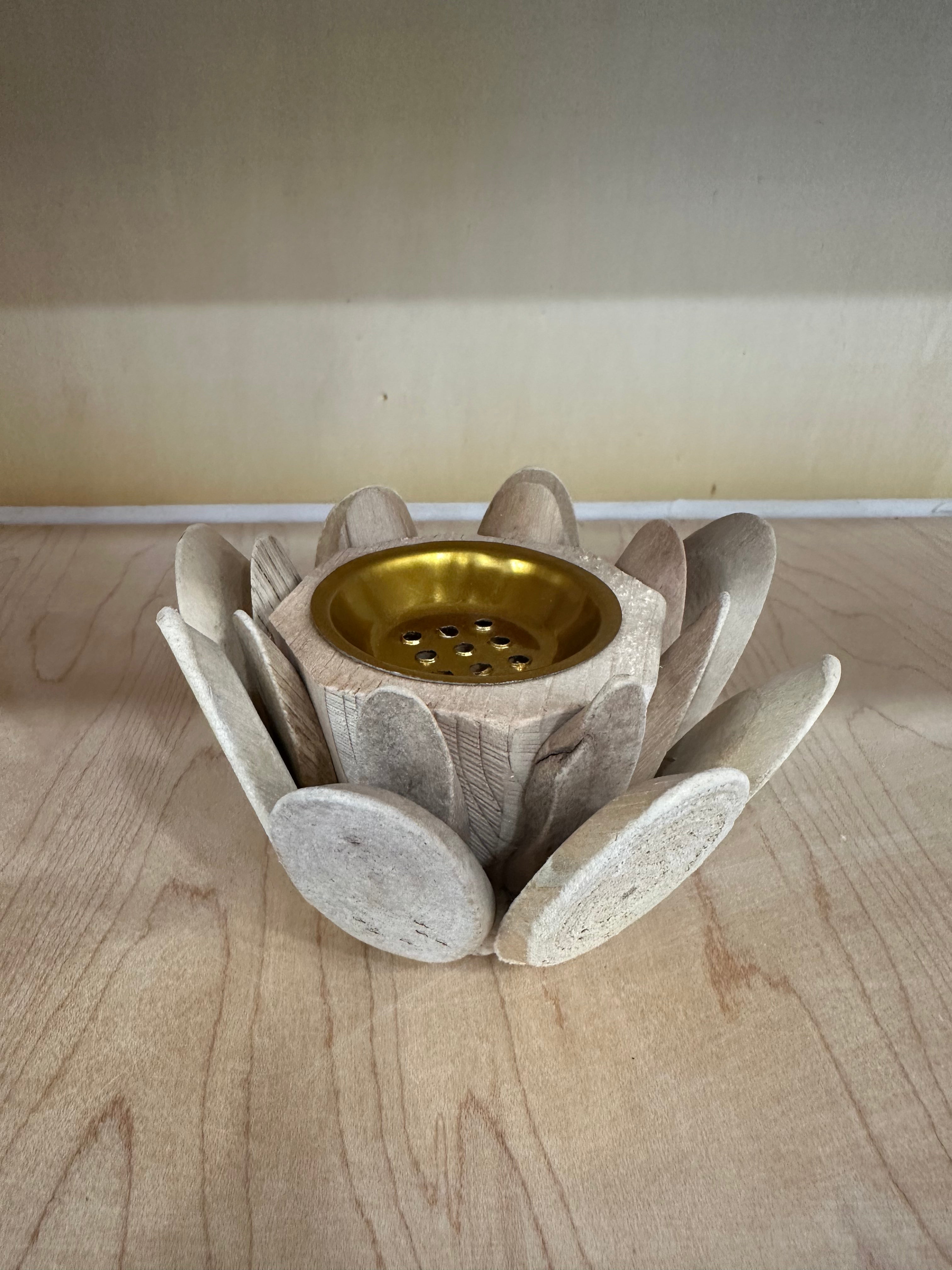 Wood Flower Incense Burner