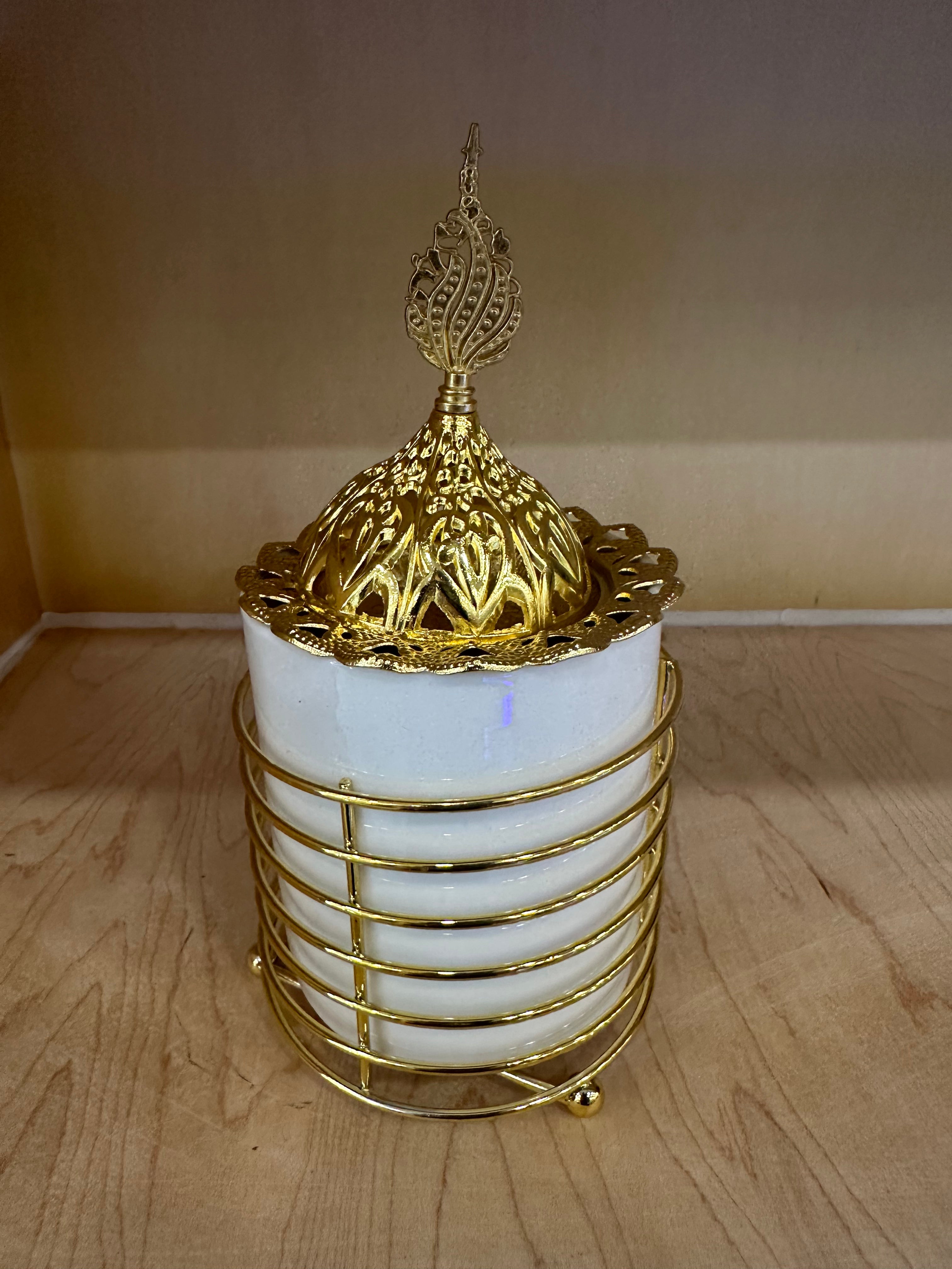 Pink Marble or White Marble Incense Burner with Gold or Black Stand