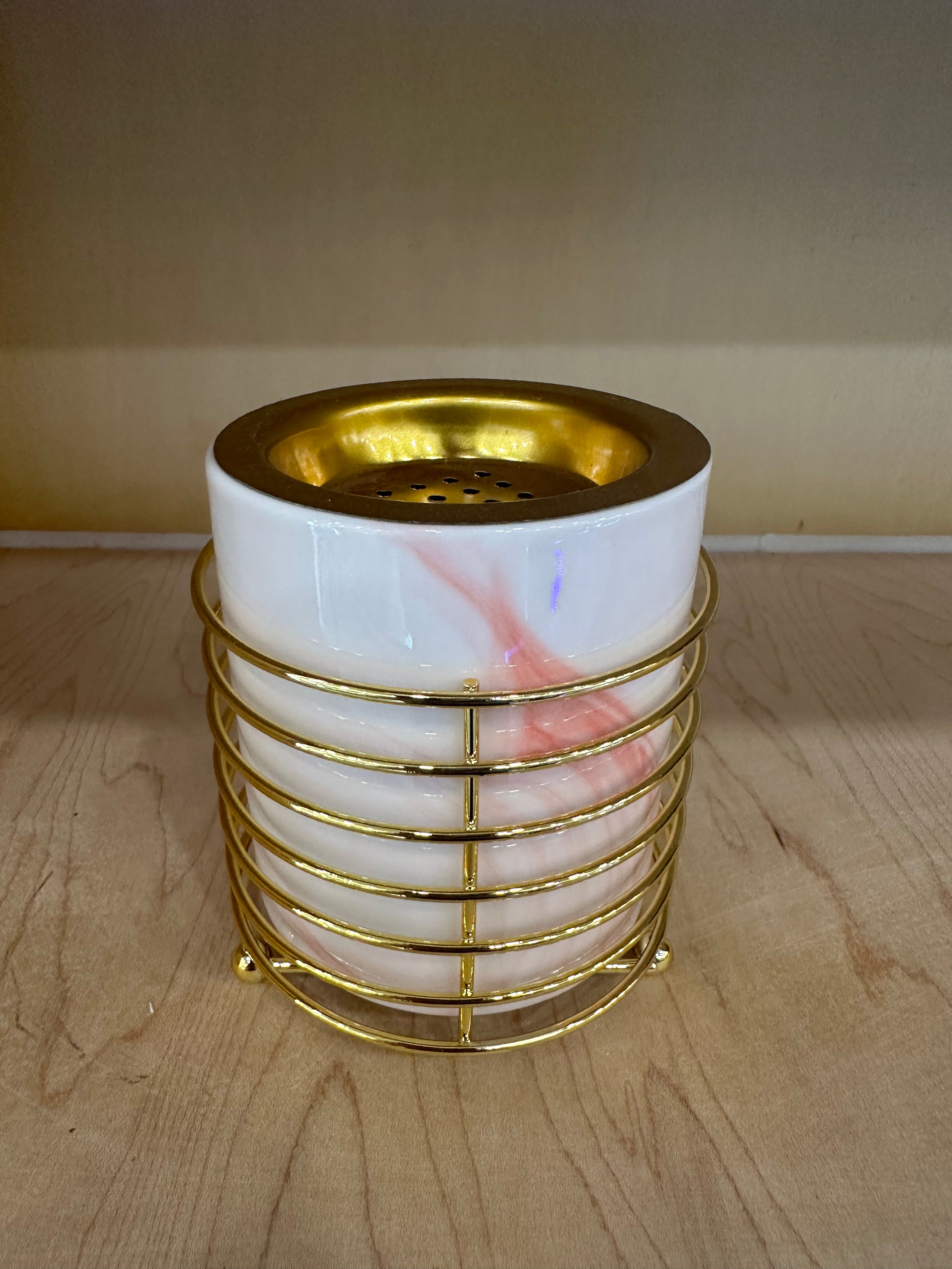 Pink Marble or White Marble Incense Burner with Gold or Black Stand